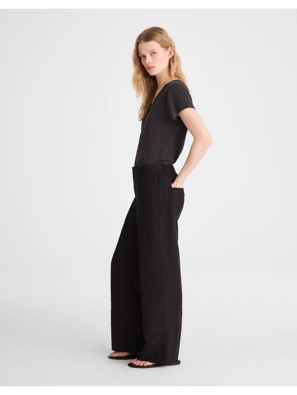 NWT Madewell The Tall Zoe Relaxed Straight Pant in 100% Linen - 8 Tall MSRP $118 - Picture 3 of 4